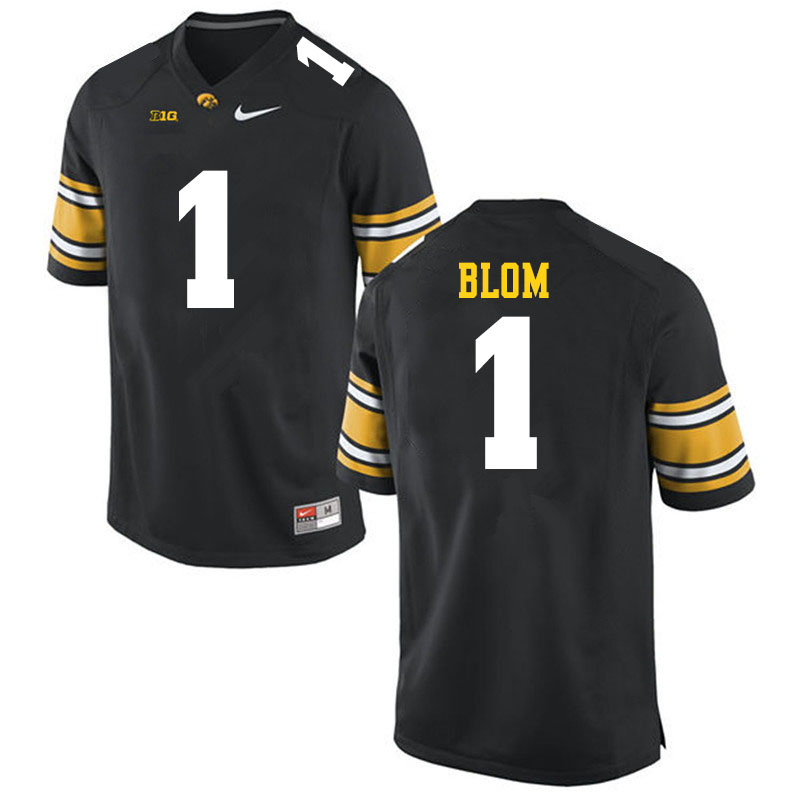 Men #1 Aaron Blom Iowa Hawkeyes College Football Jerseys Sale-Black - Click Image to Close